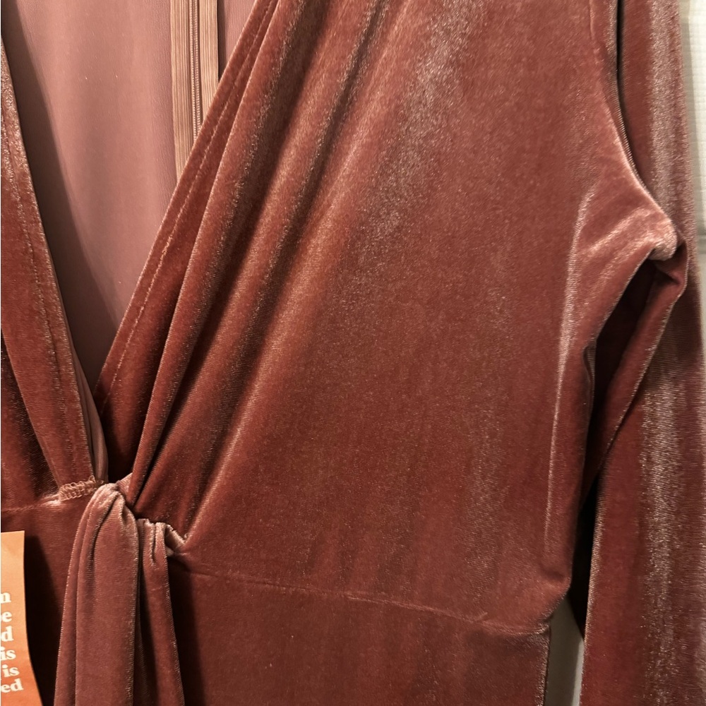 Ivy City Co Rylee Velvet Long Sleeve Dress in Blush Size 2X - Picture 4 of 4
